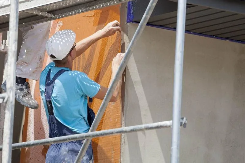 Wklejanie siatki na styropianie