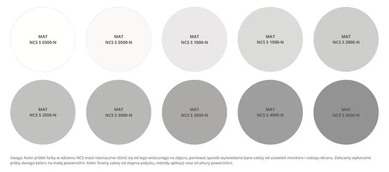Zastosowania koloru NCS S 0300 N